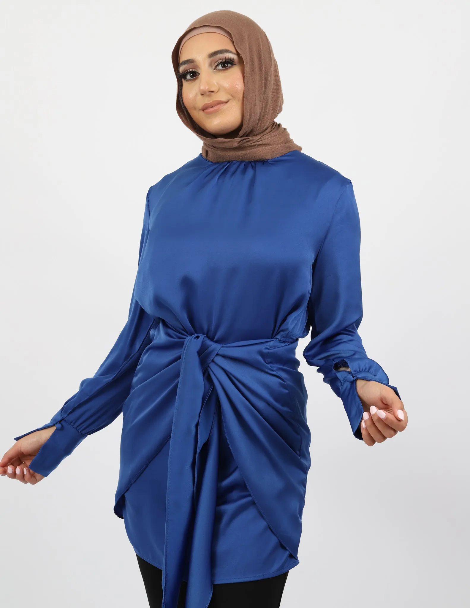 Lux Satin Tie Midi Dress