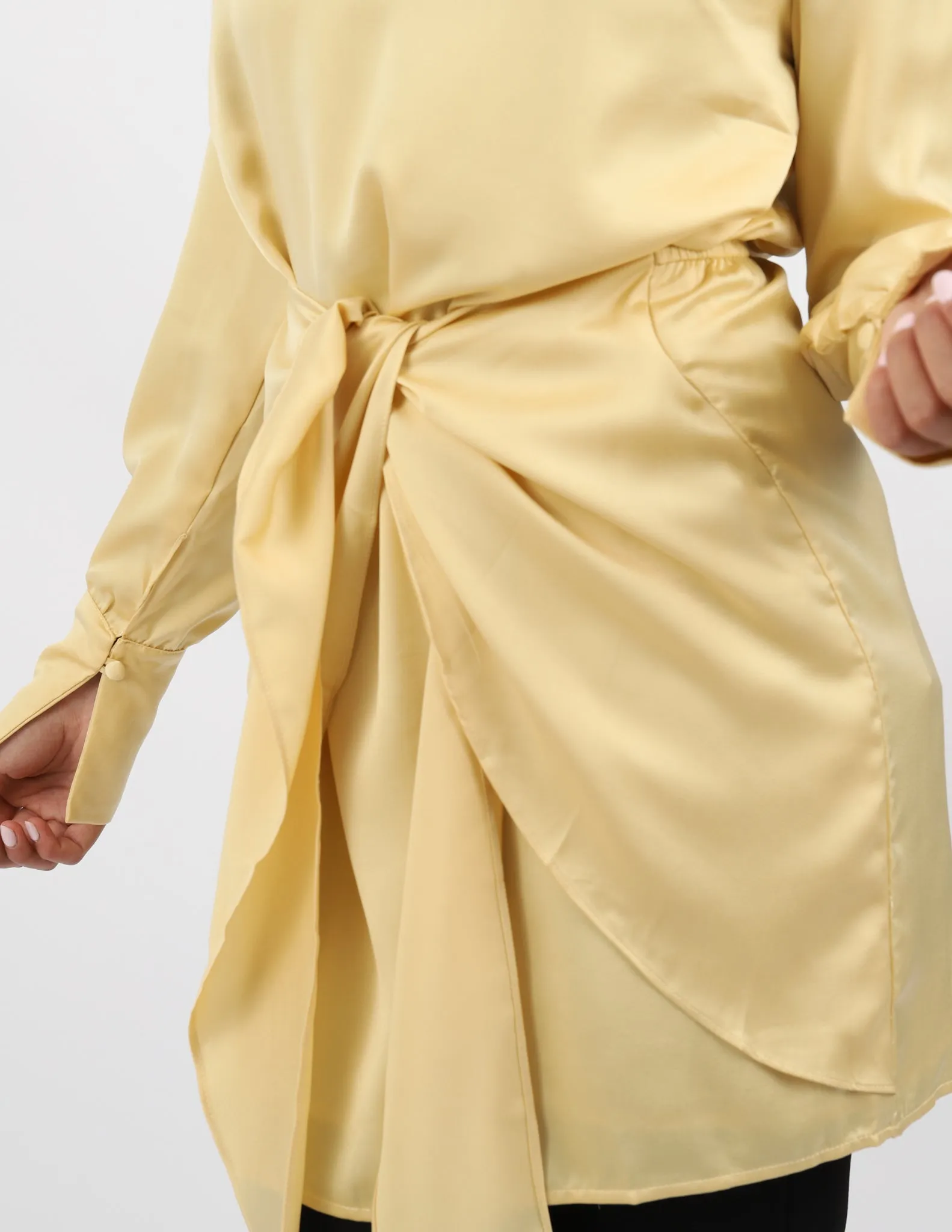 Lux Satin Tie Midi Dress