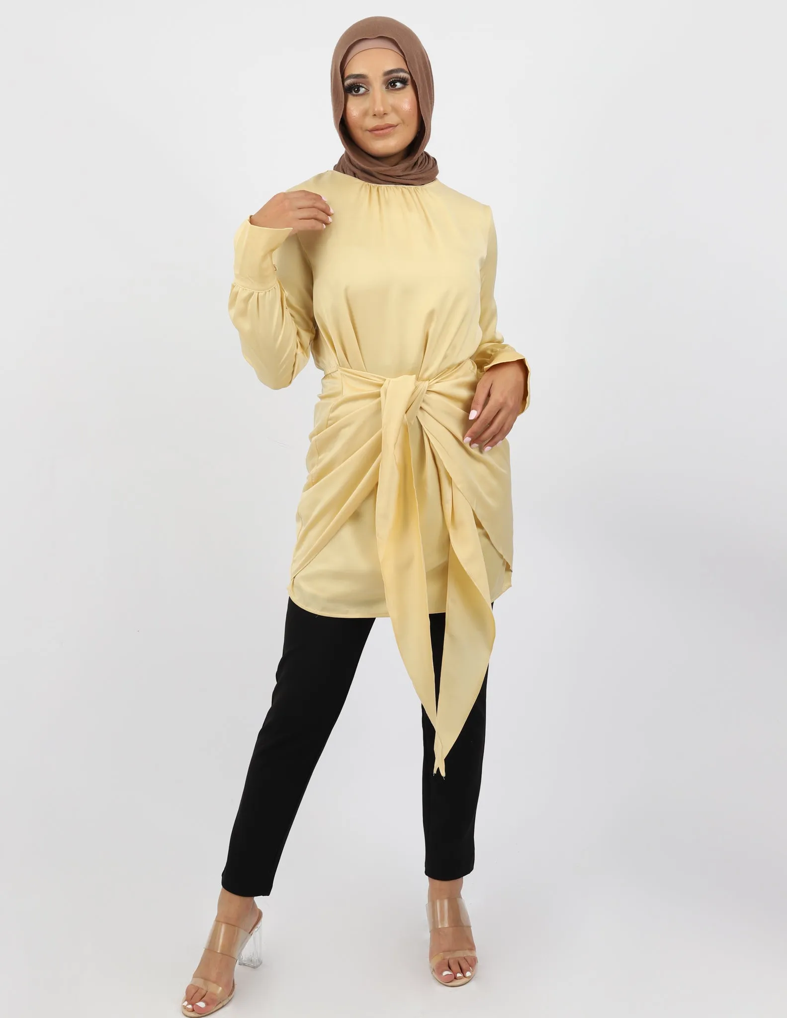Lux Satin Tie Midi Dress