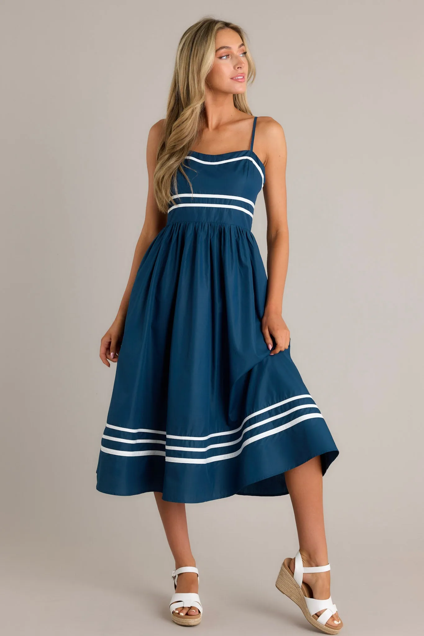Maritime Majesty Navy Midi Dress