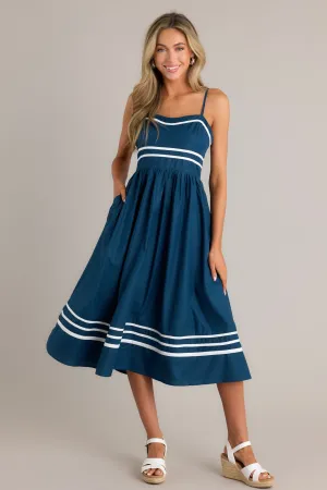 Maritime Majesty Navy Midi Dress