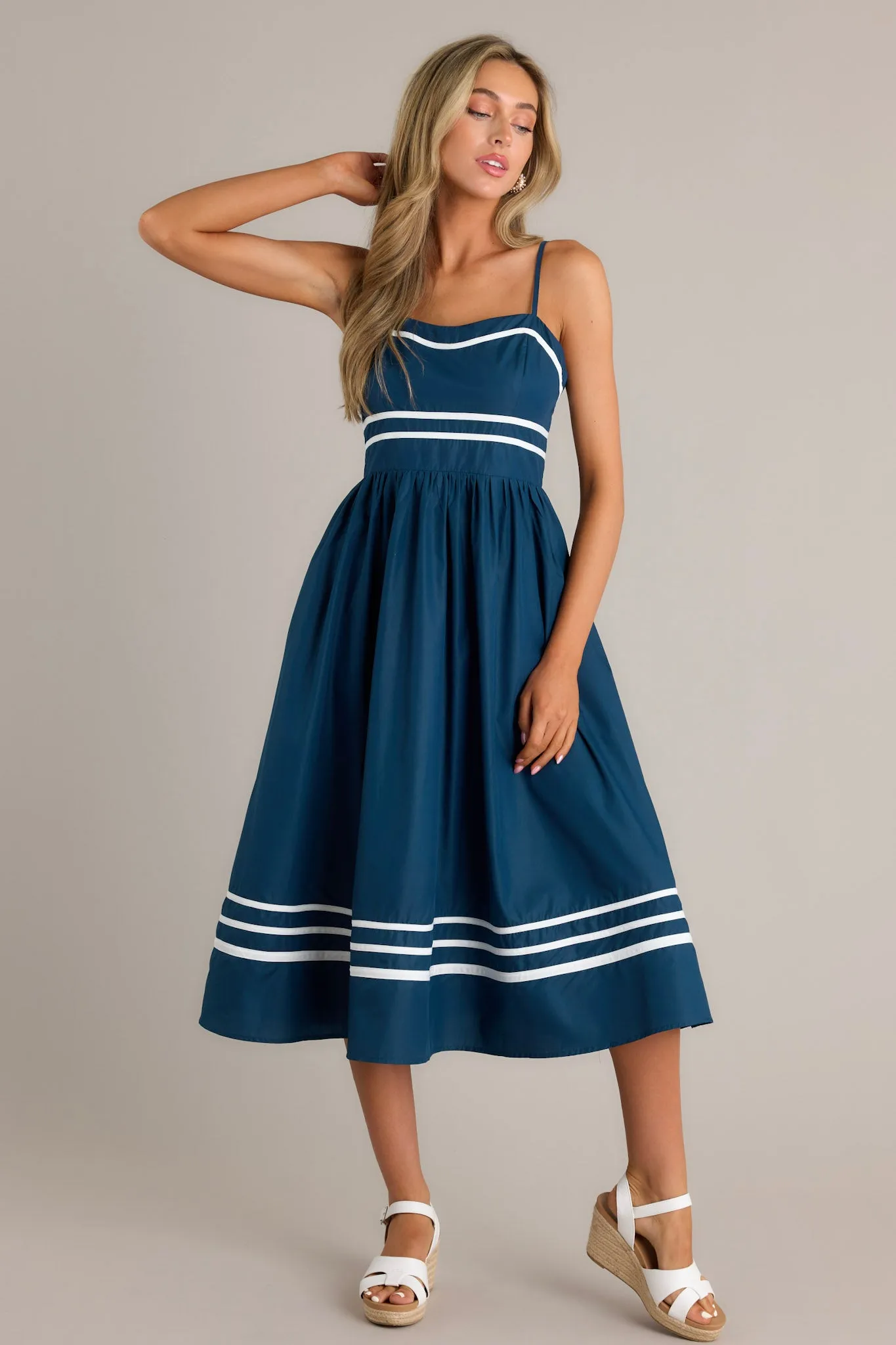 Maritime Majesty Navy Midi Dress