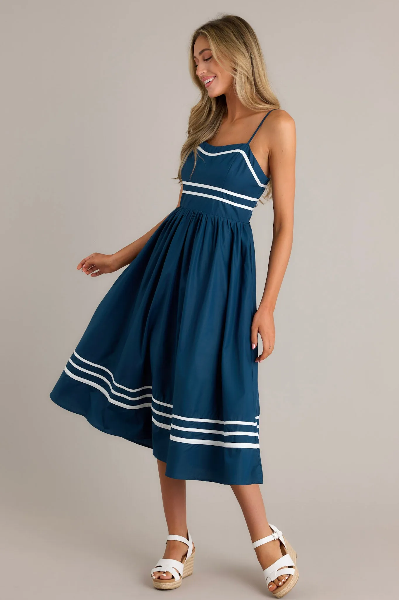 Maritime Majesty Navy Midi Dress