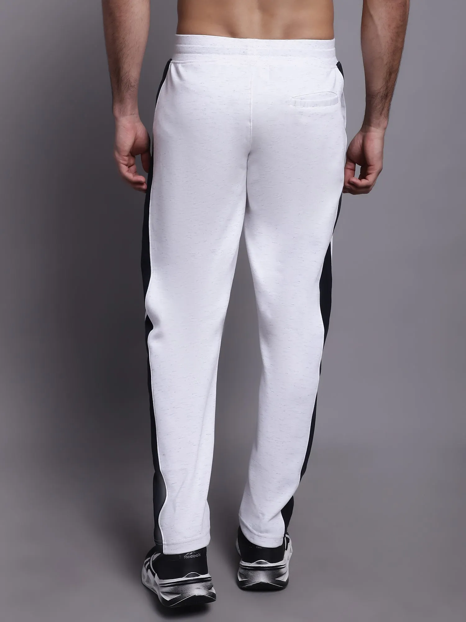Men Ecru Melange Grey Track Pant