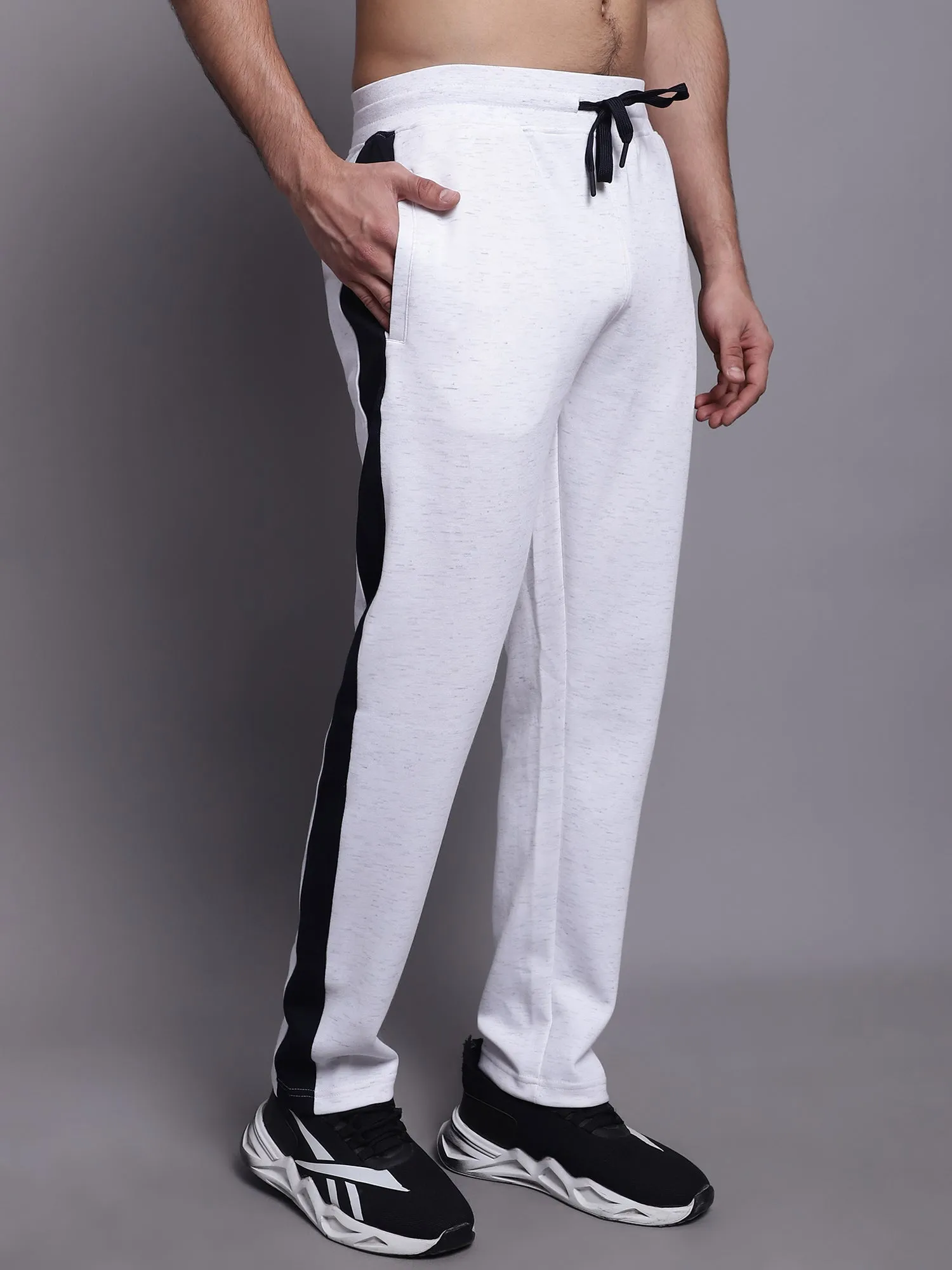Men Ecru Melange Grey Track Pant