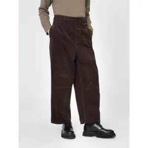 Men Patchwork Corduroy Pants - Brown