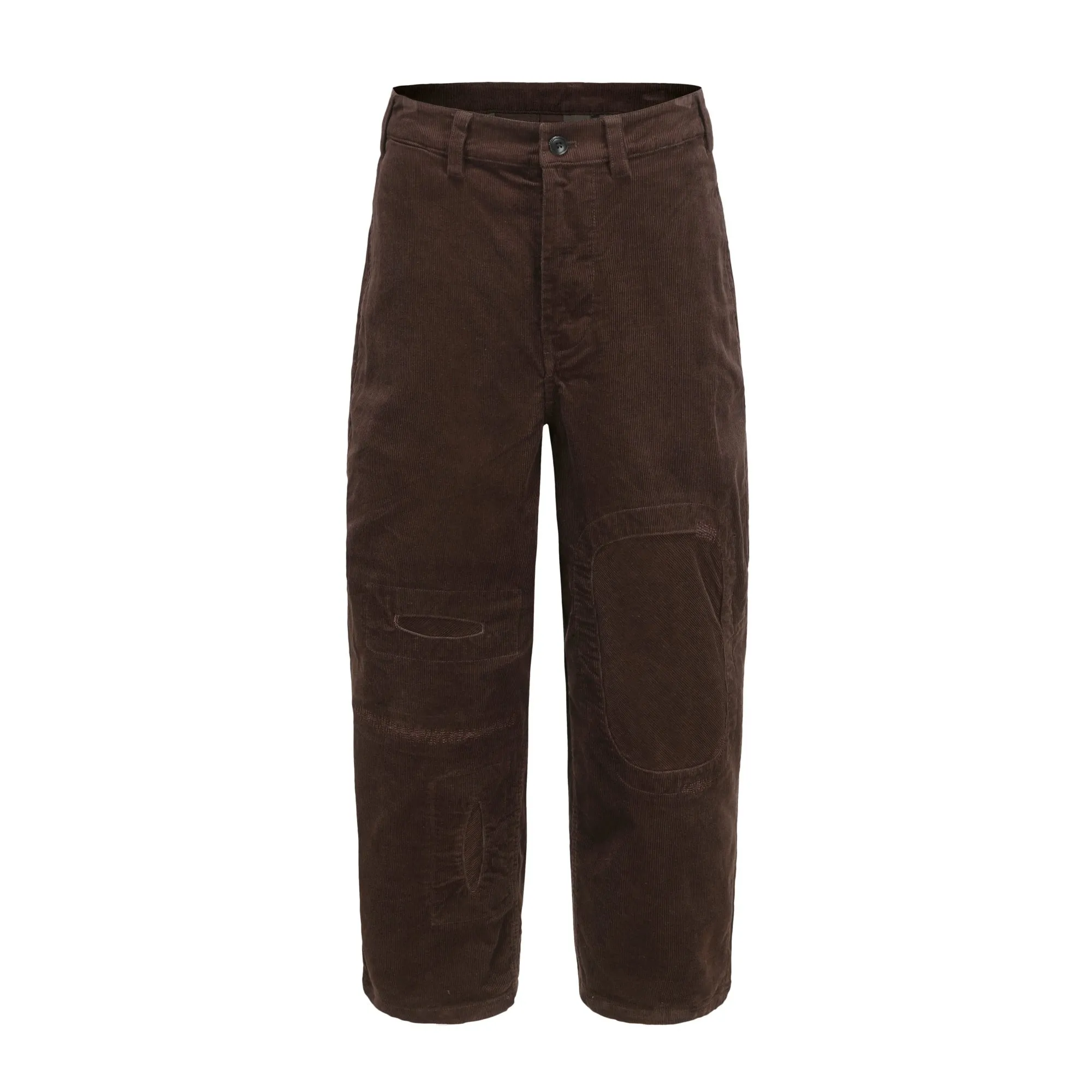 Men Patchwork Corduroy Pants - Brown