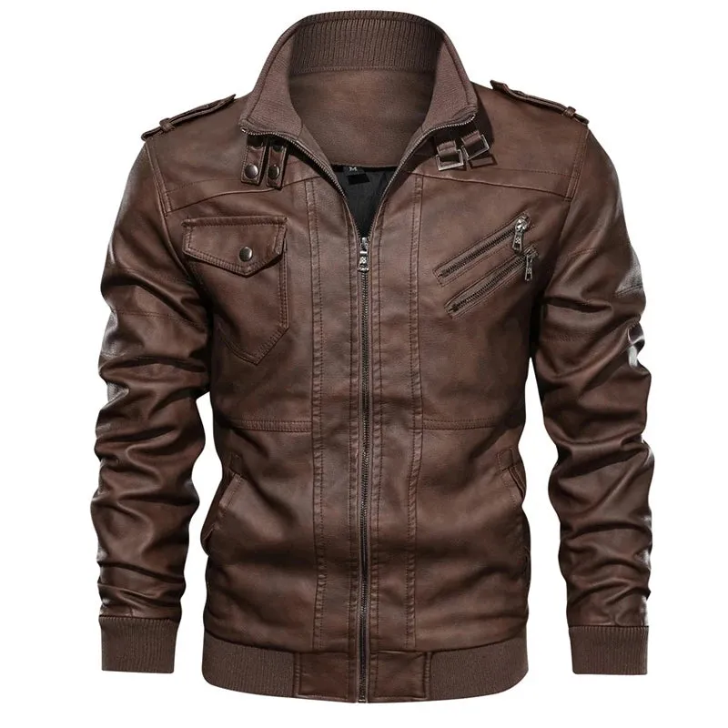 Men's Leather Jackets Autumn Fashion Casual Motorcycle PU Jacket Biker Leather Coats Brand Clothing