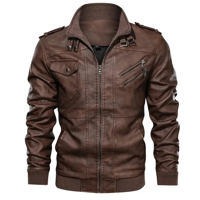 Men's Leather Jackets Autumn Fashion Casual Motorcycle PU Jacket Biker Leather Coats Brand Clothing