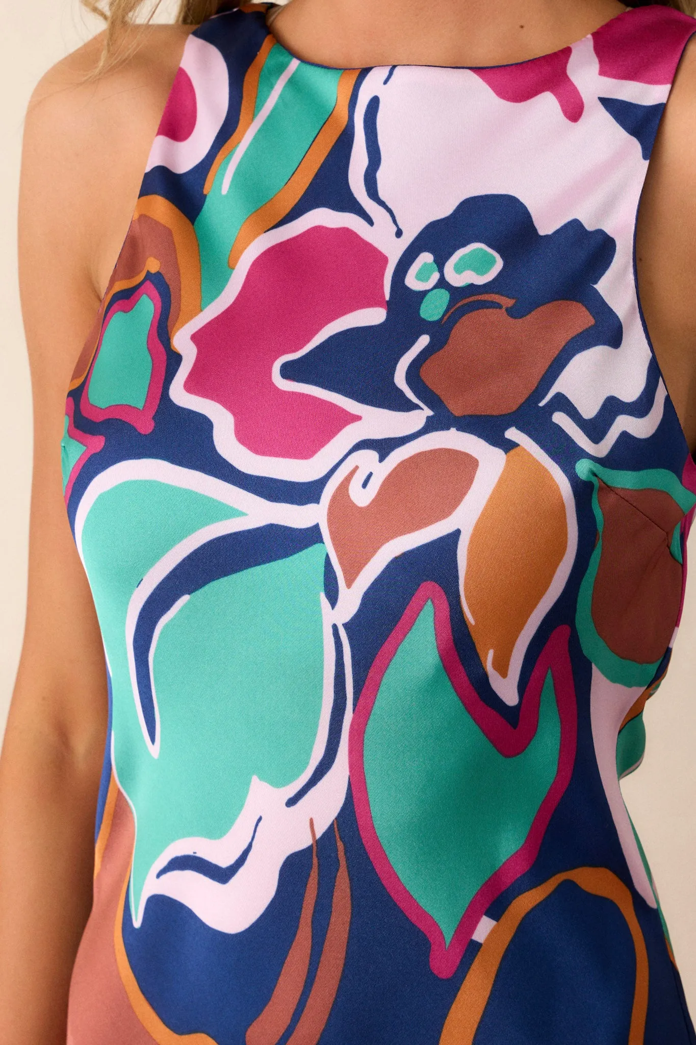MINKPINK Lottie Abstract Floral Bias Midi Dress