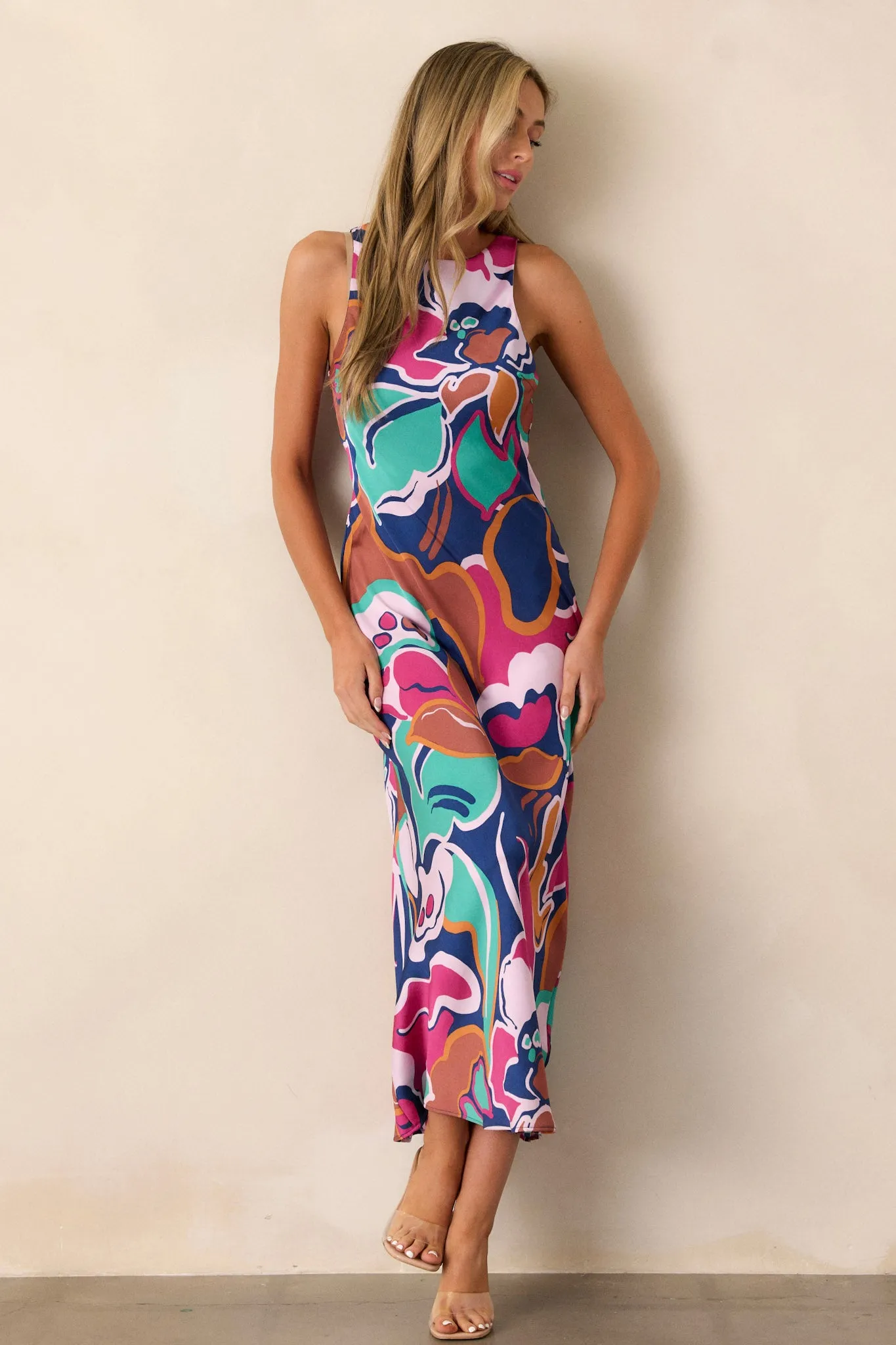 MINKPINK Lottie Abstract Floral Bias Midi Dress