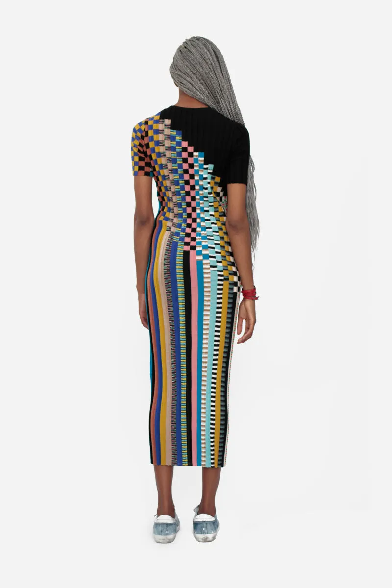 MULTI STRIPE KNIT DRESS