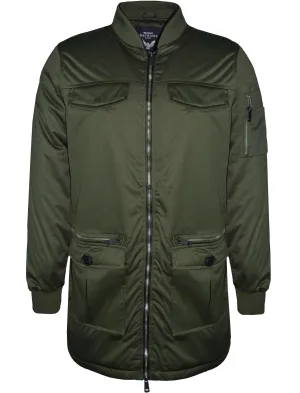 Myles MA1 Longline Bomber Jacket In Khaki
