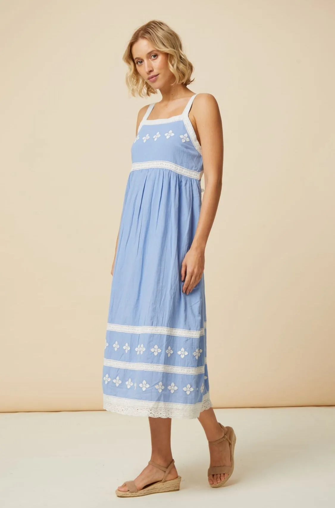 Naomi Dress | Cornflower/White