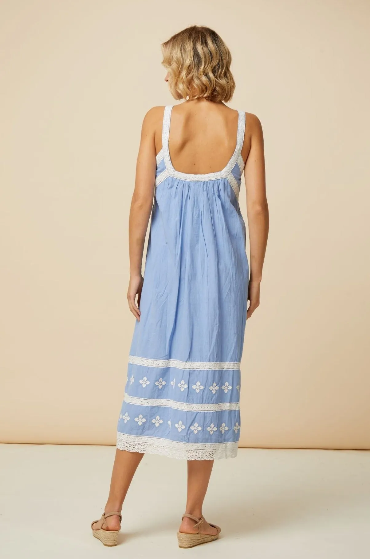 Naomi Dress | Cornflower/White