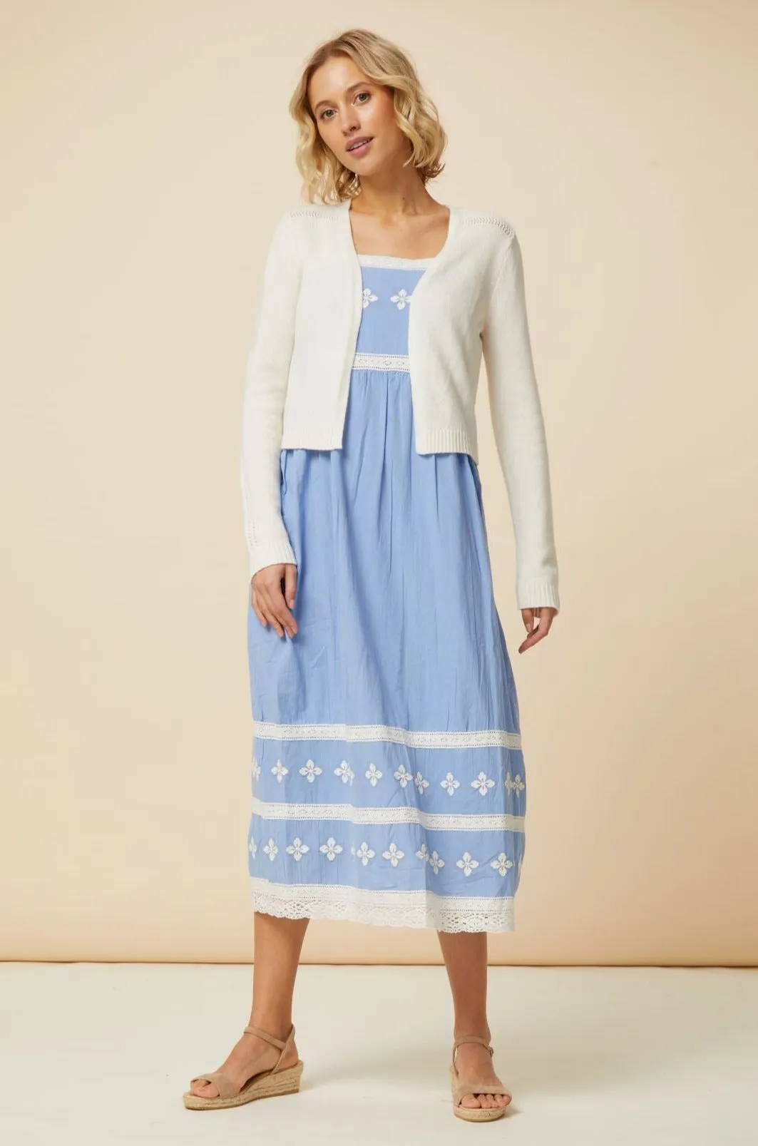 Naomi Dress | Cornflower/White