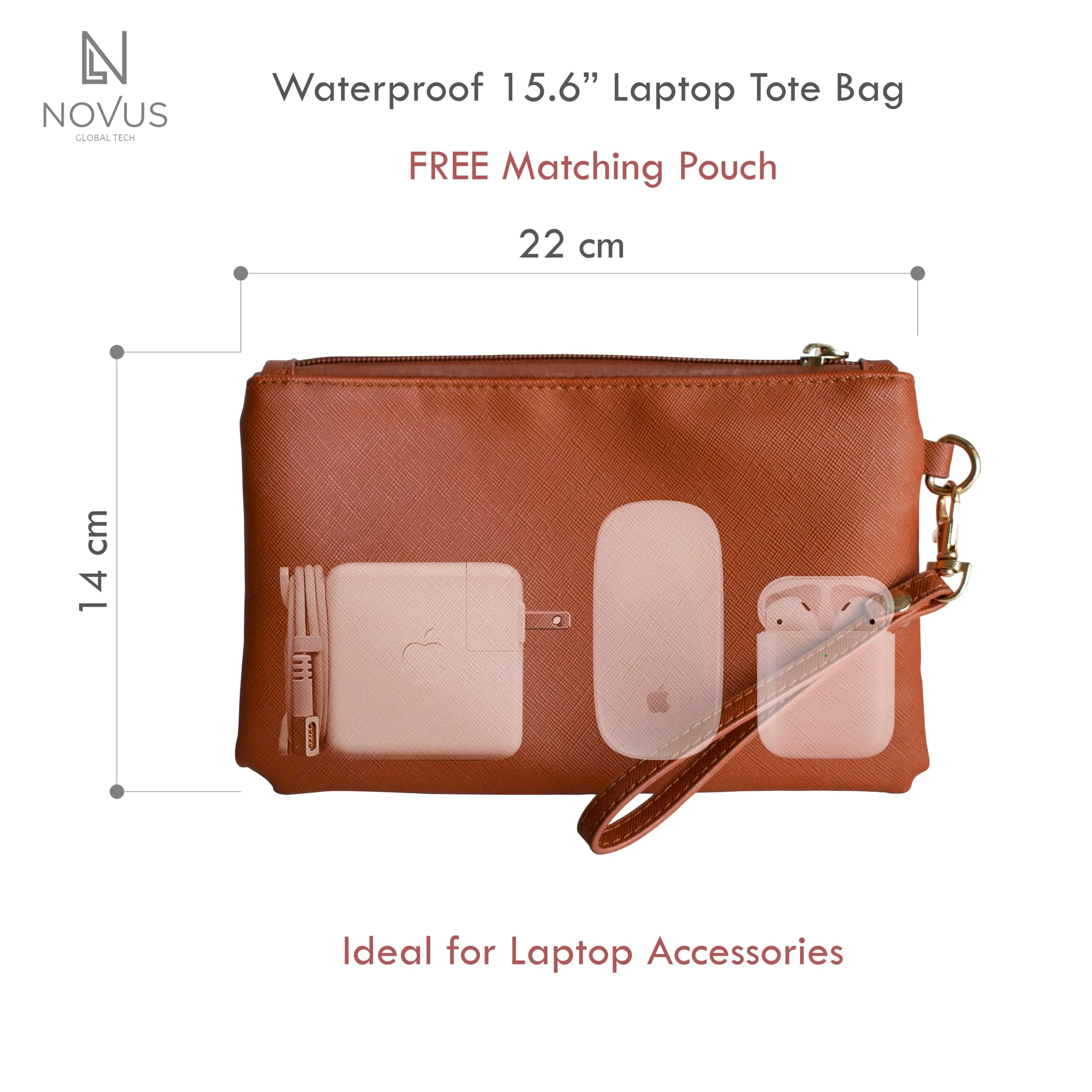 Novus Laptop Bag for Women Tote 15.6 Inch Waterproof PU Leather Work Bag Large Capacity | Laptop Bag Office Business Briefcase Lightweight Travel Handbag Shoulder Bag 2 PCS Set