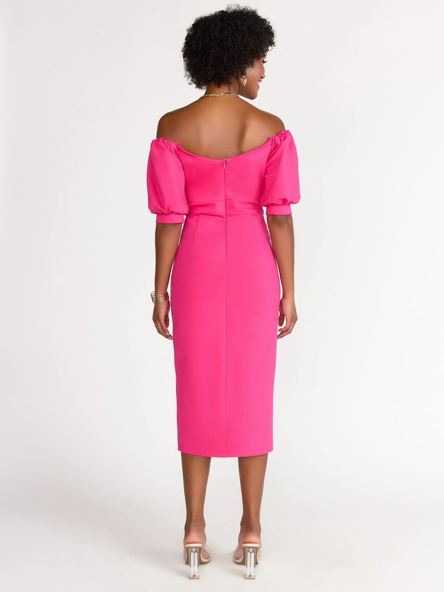Off Shoulder Pleated Dress - Lena