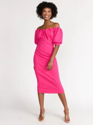Off Shoulder Pleated Dress - Lena