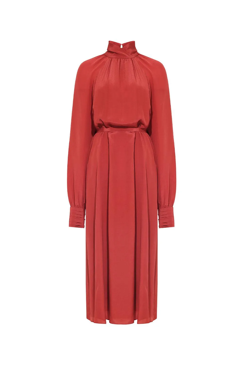 Palma Blouson Cuff Sleeved Crepe De Chine Midi Dress