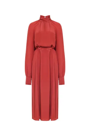 Palma Blouson Cuff Sleeved Crepe De Chine Midi Dress