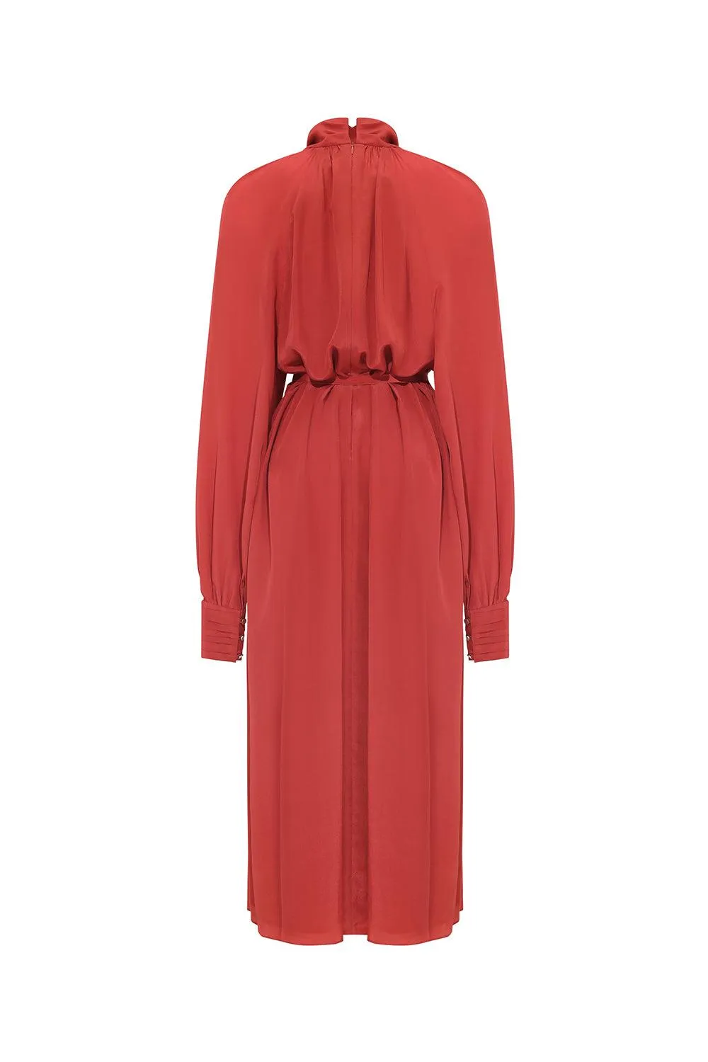 Palma Blouson Cuff Sleeved Crepe De Chine Midi Dress
