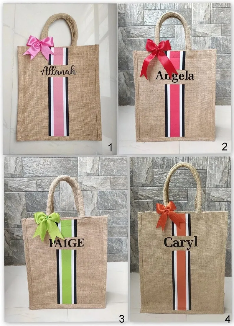 Personalized Burlap Jute Bag With Bow