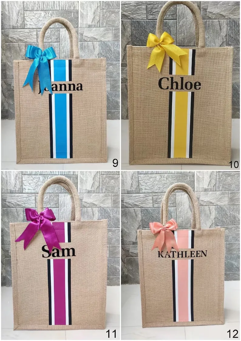 Personalized Burlap Jute Bag With Bow