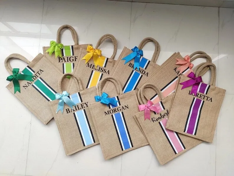 Personalized Burlap Jute Bag With Bow