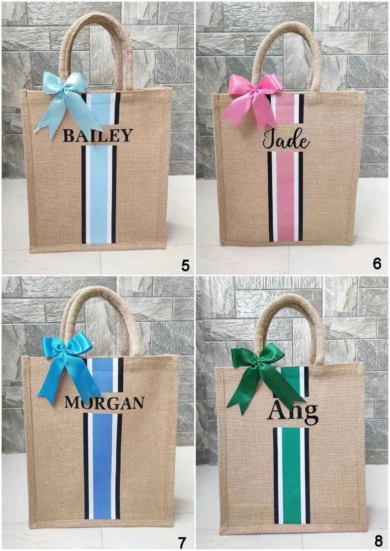 Personalized Burlap Jute Bag With Bow