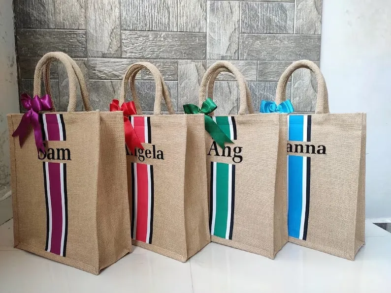 Personalized Burlap Jute Bag With Bow