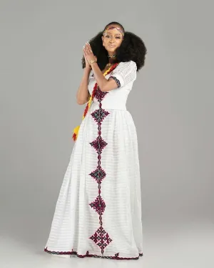 Pink and Black Pattern Habesha Dress Modern Habesha Kemis Design Habesha Libs Ethiopian Dress Style