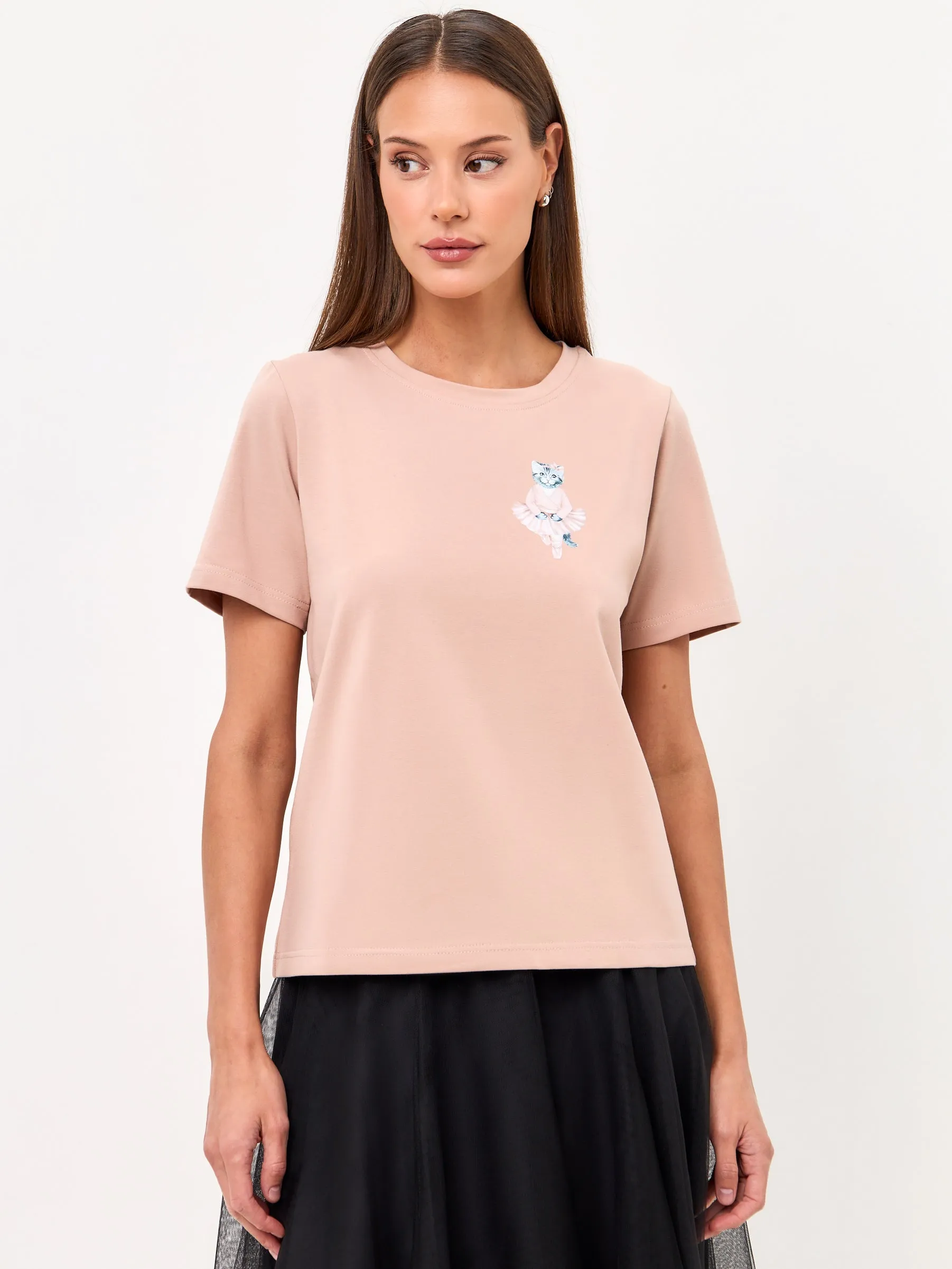 Pink Printed T-shirt BALLET CAT