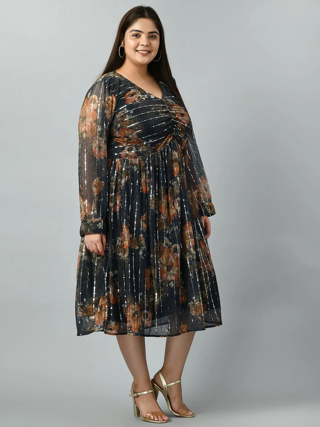 Plus Size Plus Size Navy Sequin Party Dress