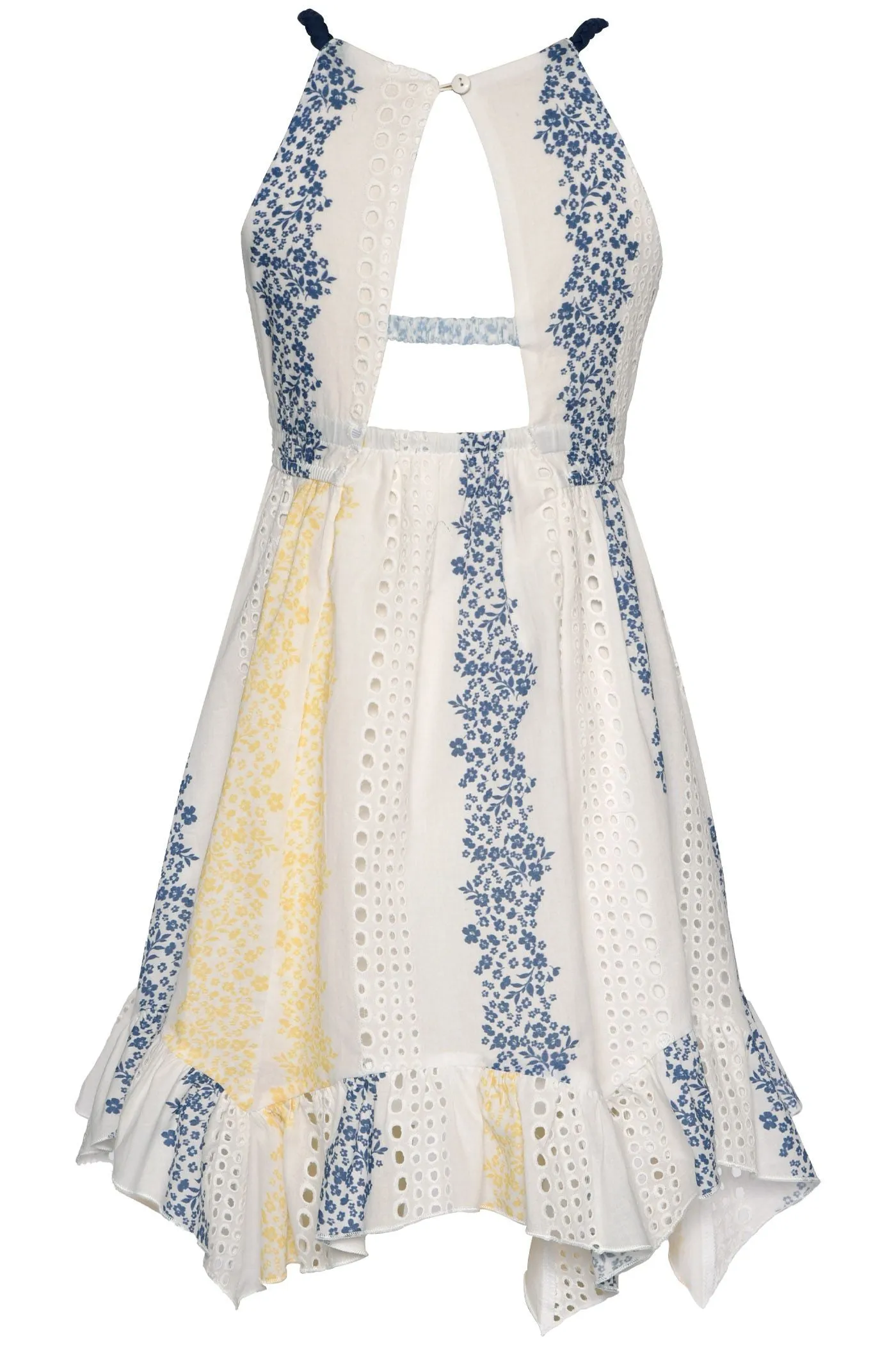 Printed Eyelet Halter Dress