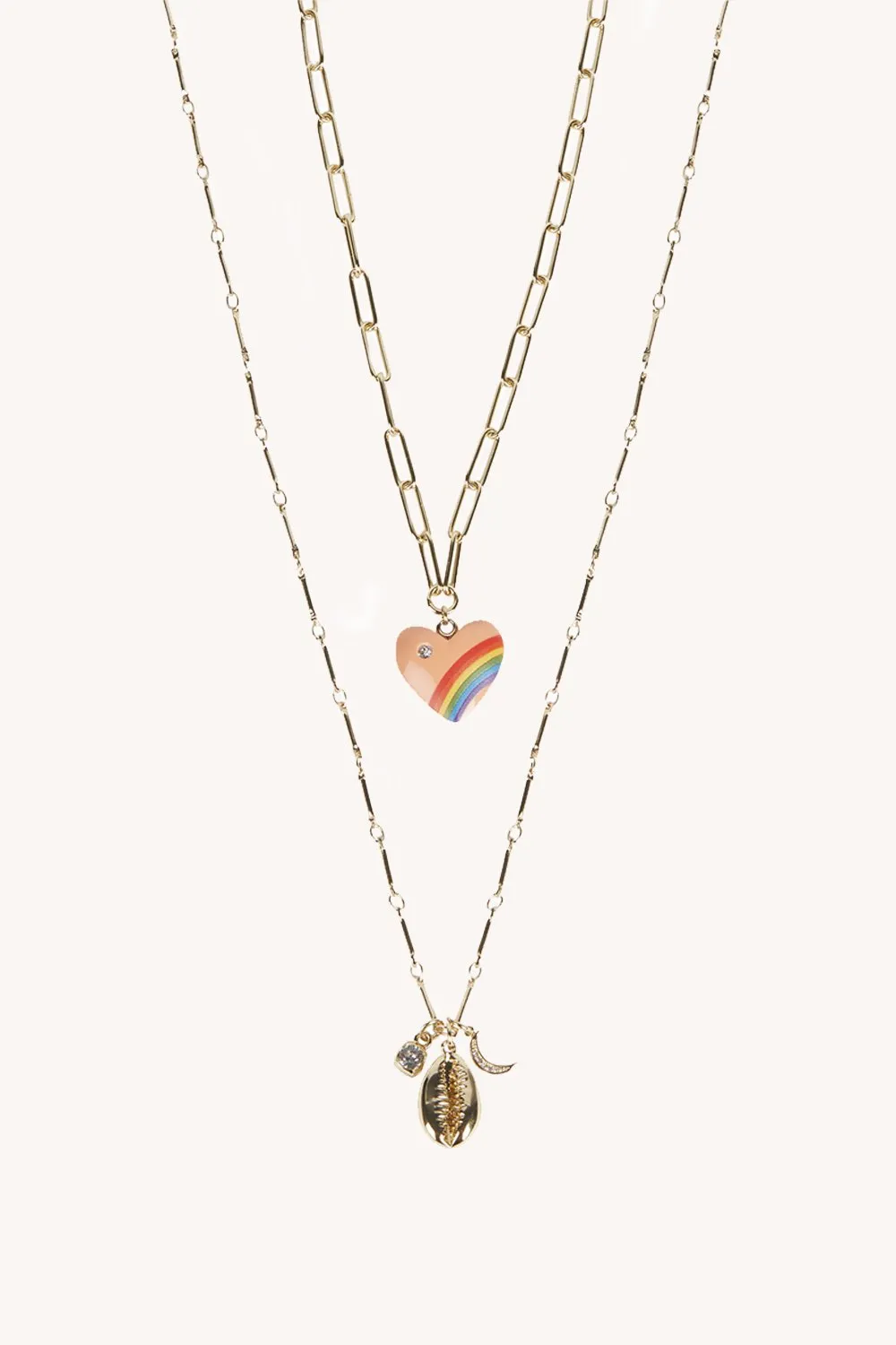 Rainbow Heart Layer Necklace