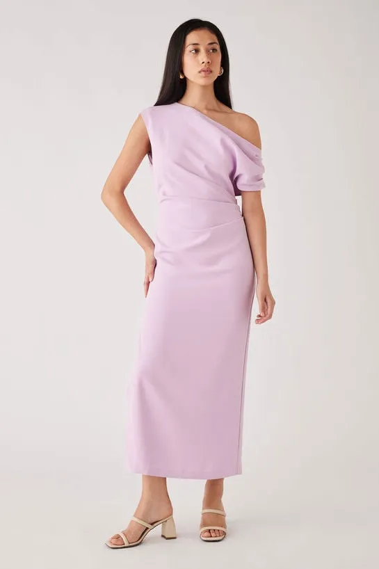 Regency Lilac Off Shoulder Midi Dress