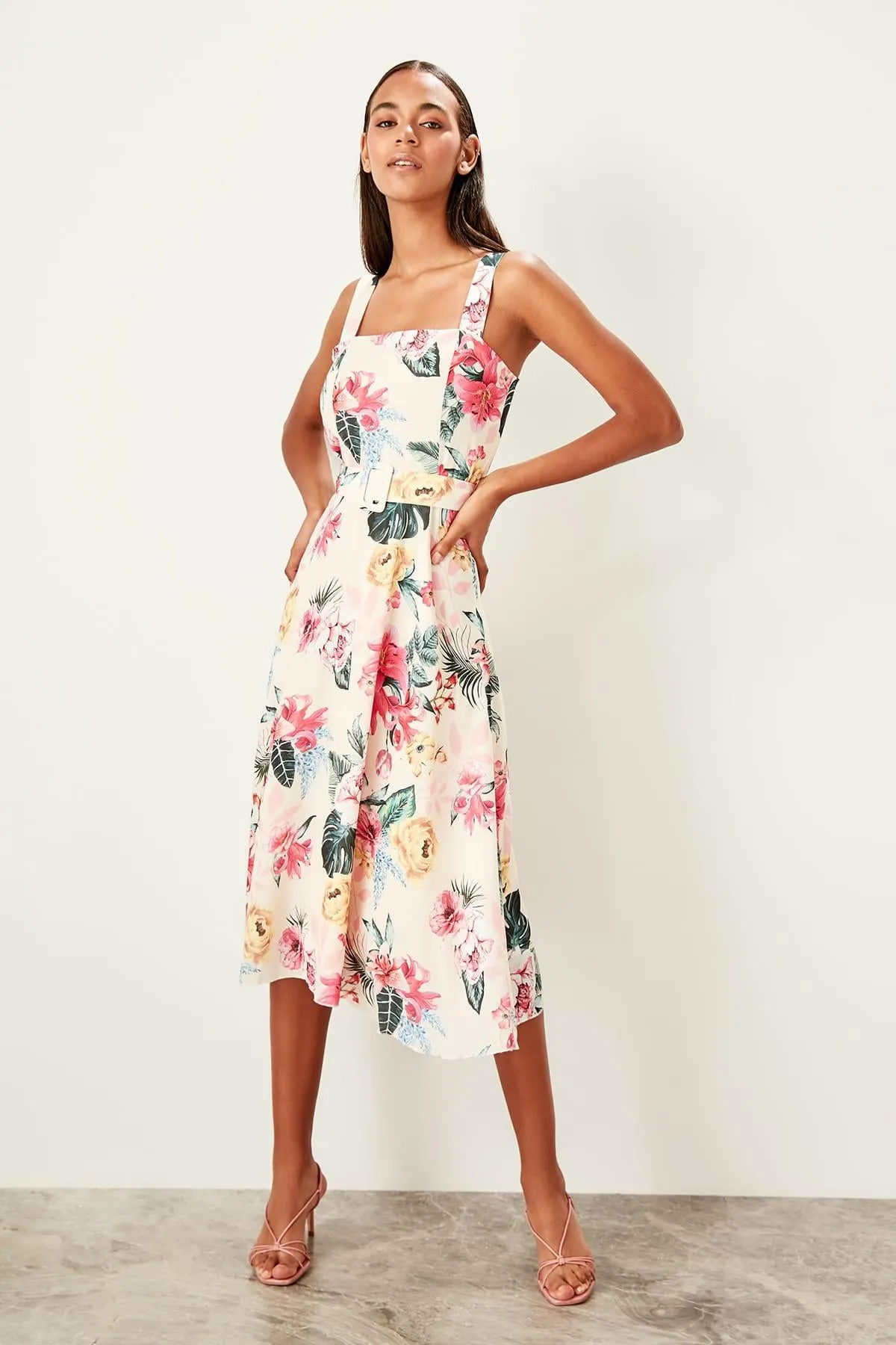 Shadow On The Sun Floral Print Midi Dress