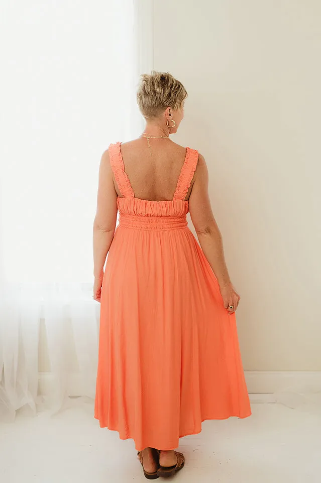 Sleeveless Square Neck Midi Dress