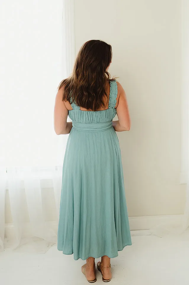 Sleeveless Square Neck Midi Dress