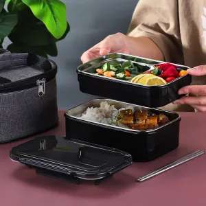 Stainless Steel Bento Lunch Box: Single or Double Layer