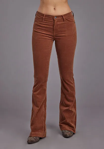 Stetson Women's No. 921 High Rise Corduroy Flare Jean in Brown