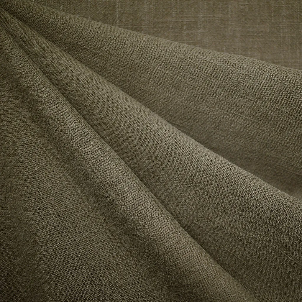 Stonewashed Slub Texture Ramie Bottom Weight Olive