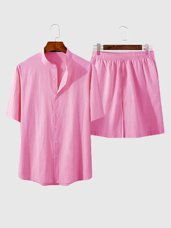 Summer Style Men's Cotton Shirt & Shorts Combo
