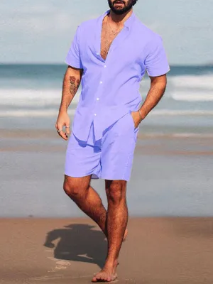 Summer Style Men's Cotton Shirt & Shorts Combo