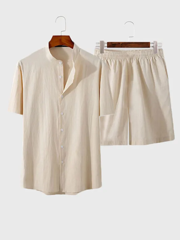 Summer Style Men's Cotton Shirt & Shorts Combo