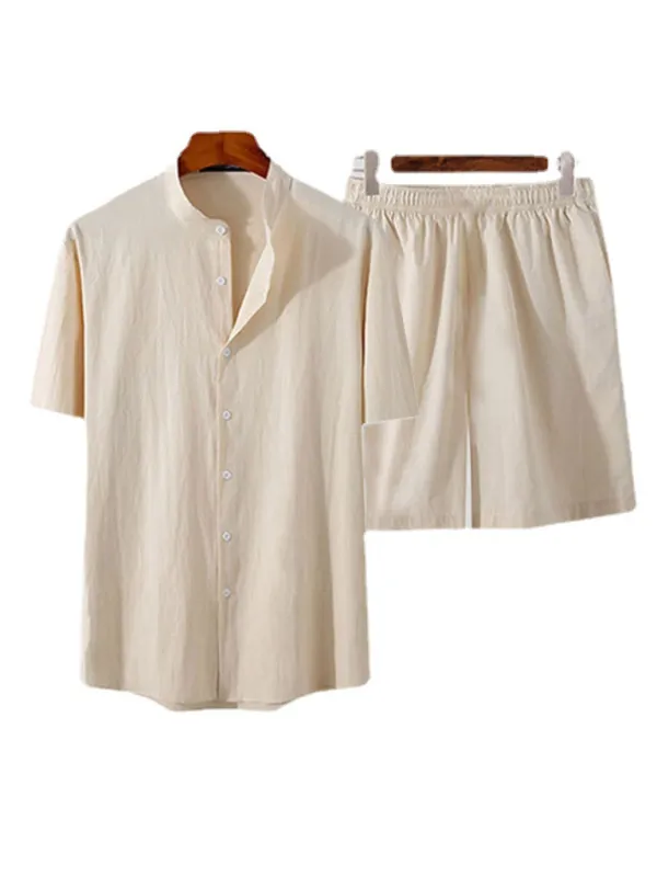 Summer Style Men's Cotton Shirt & Shorts Combo