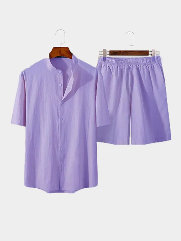 Summer Style Men's Cotton Shirt & Shorts Combo