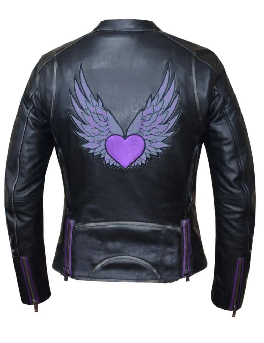 The Love of Wings (purple) Women's Leather Jacket