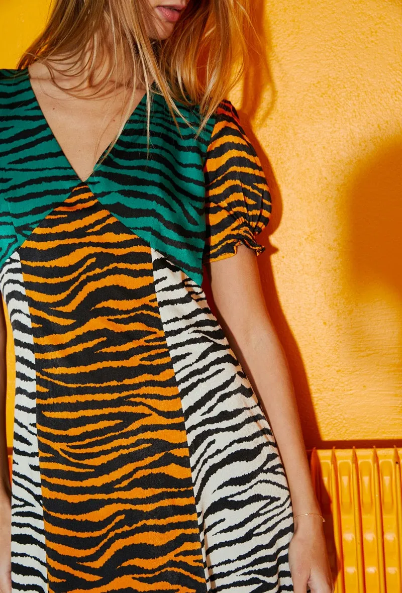 THE MULTI ZEBRA MIDI SLIP DRESS